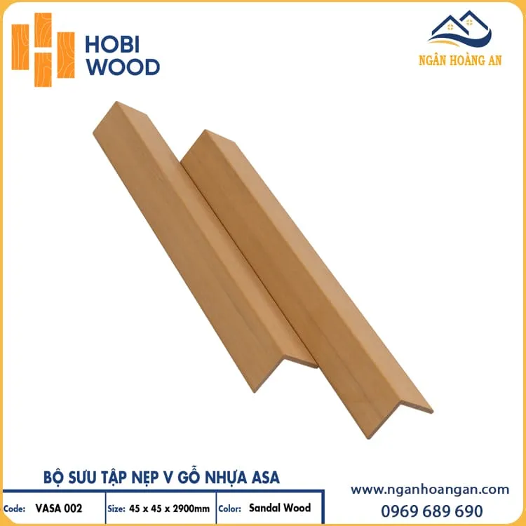 Nẹp Góc V Gỗ Nhựa Ngoài Trời Hobiwood Phủ ASA V45x45
